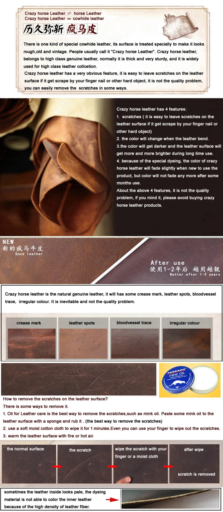 MUNUKI Vintage Crazy Horse Genuine Leather Travel bag Large Luggage bag men Leather duffle bag Large Weekend Bag Tote Big