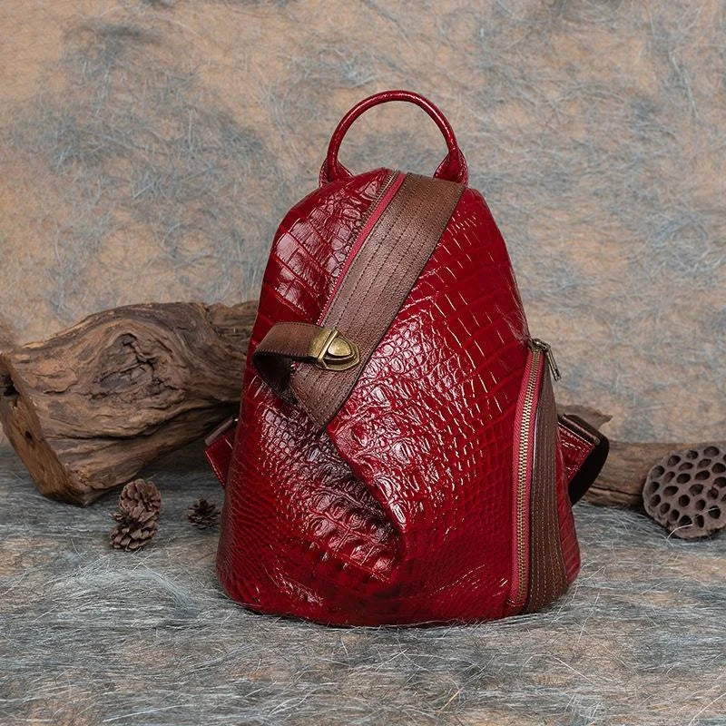 2025 Vintage Handmade Leather Backpack for Women, Genuine Cowhide Travel Bookbag, Luxury Designer School Bags for Ladies & Girls