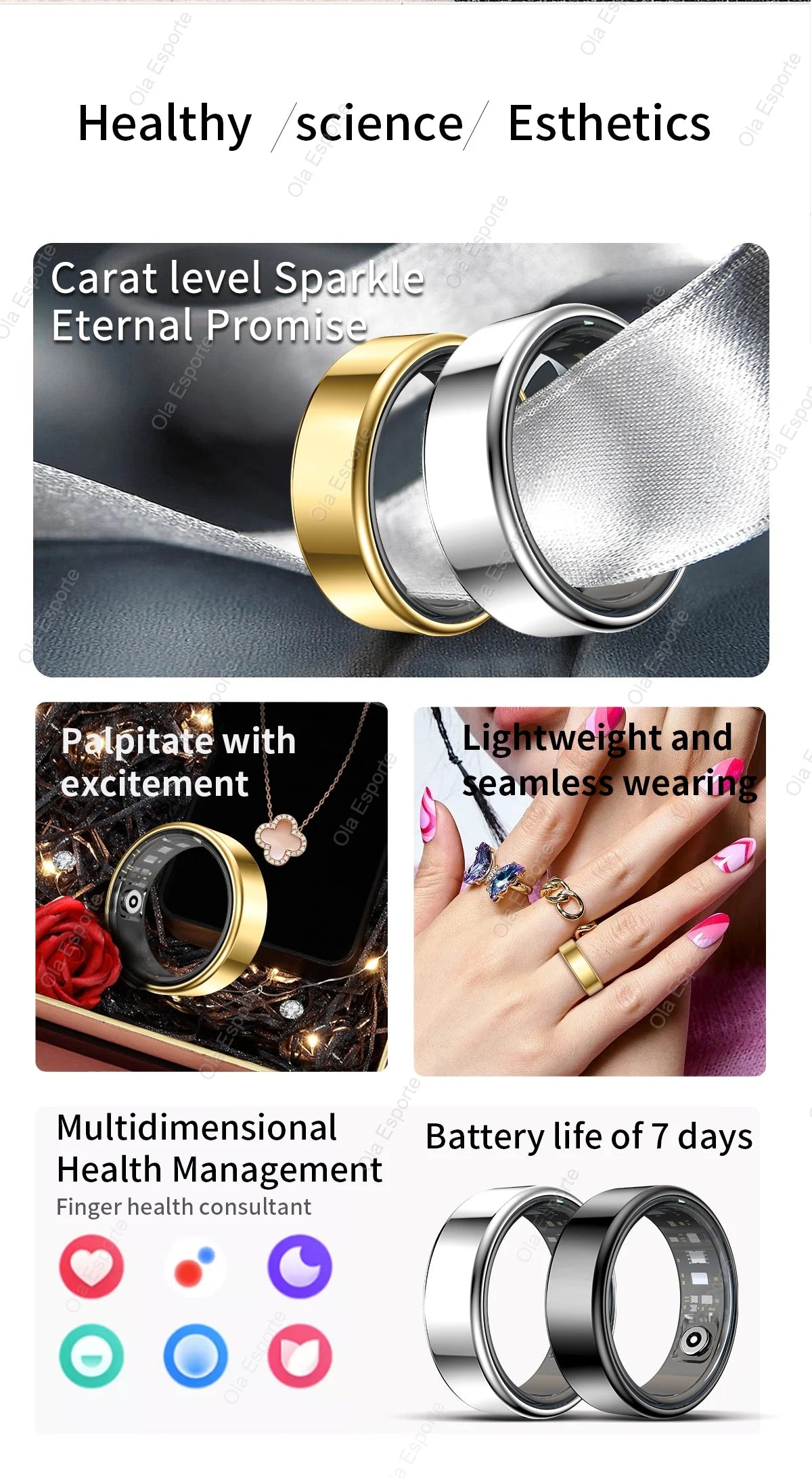 2025 جديد لـ Xiaomi Smart Ring للرجال والنساء، معدل ضربات القلب ورصد الأكسجين في الدم Smartring IP68 و 5ATM مقاوم للماء، وضع متعدد الرياضات
