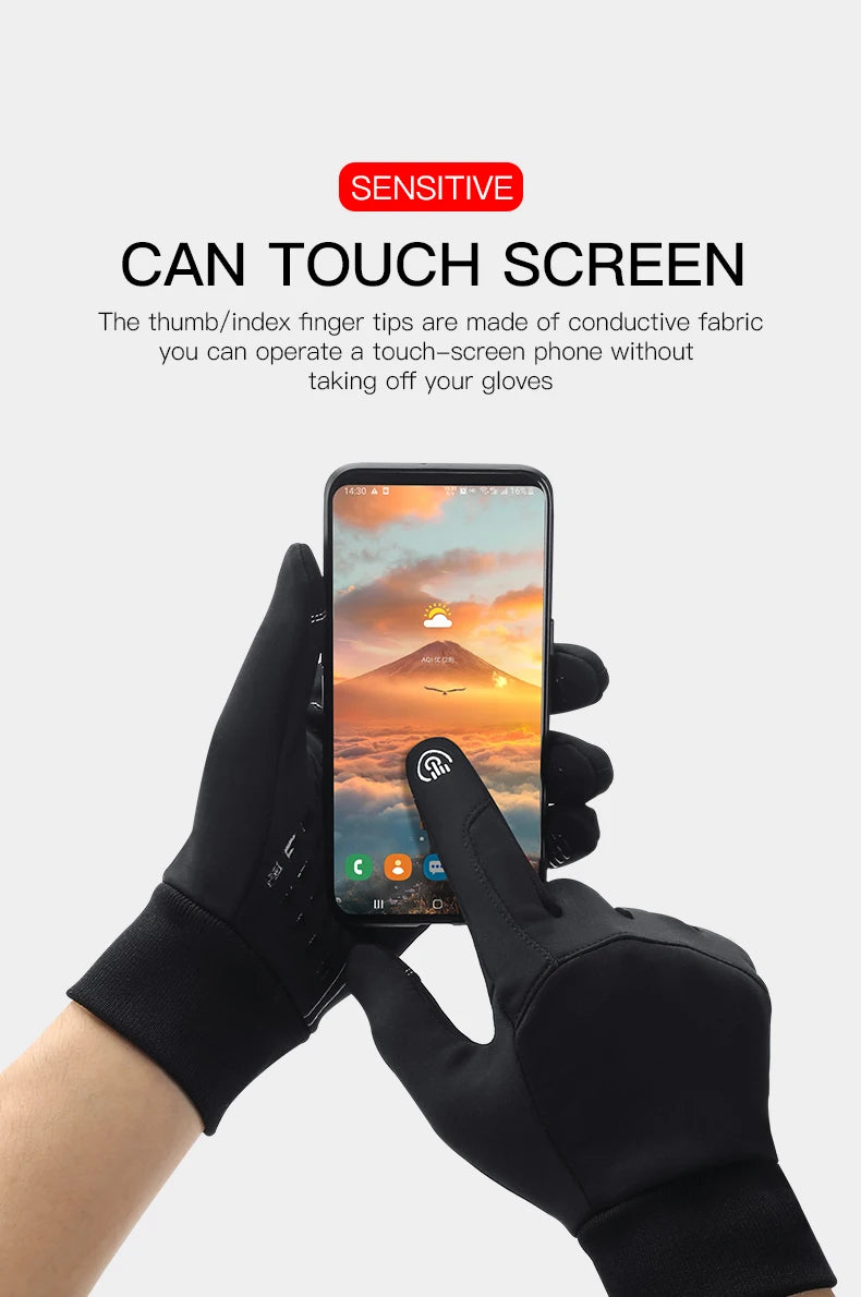 Waterproof Cycling Gloves Winter Touch Screen Bicycle Gloves Outdoor Scooter Windproof Riding Motorcycle Ski Warm Bike Gloves