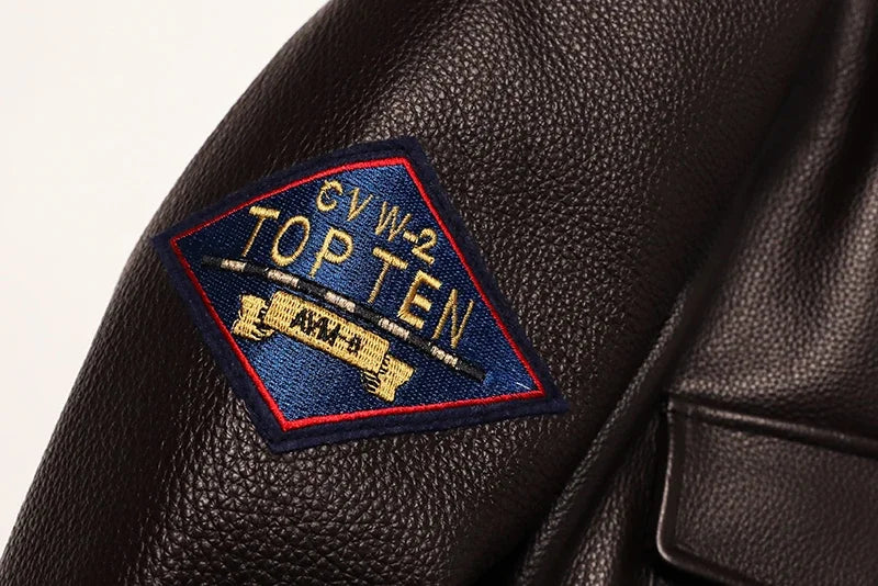 Men’s Military G1 Flight Jacket – Thick Quilted Cowhide Leather Winter Overcoat
