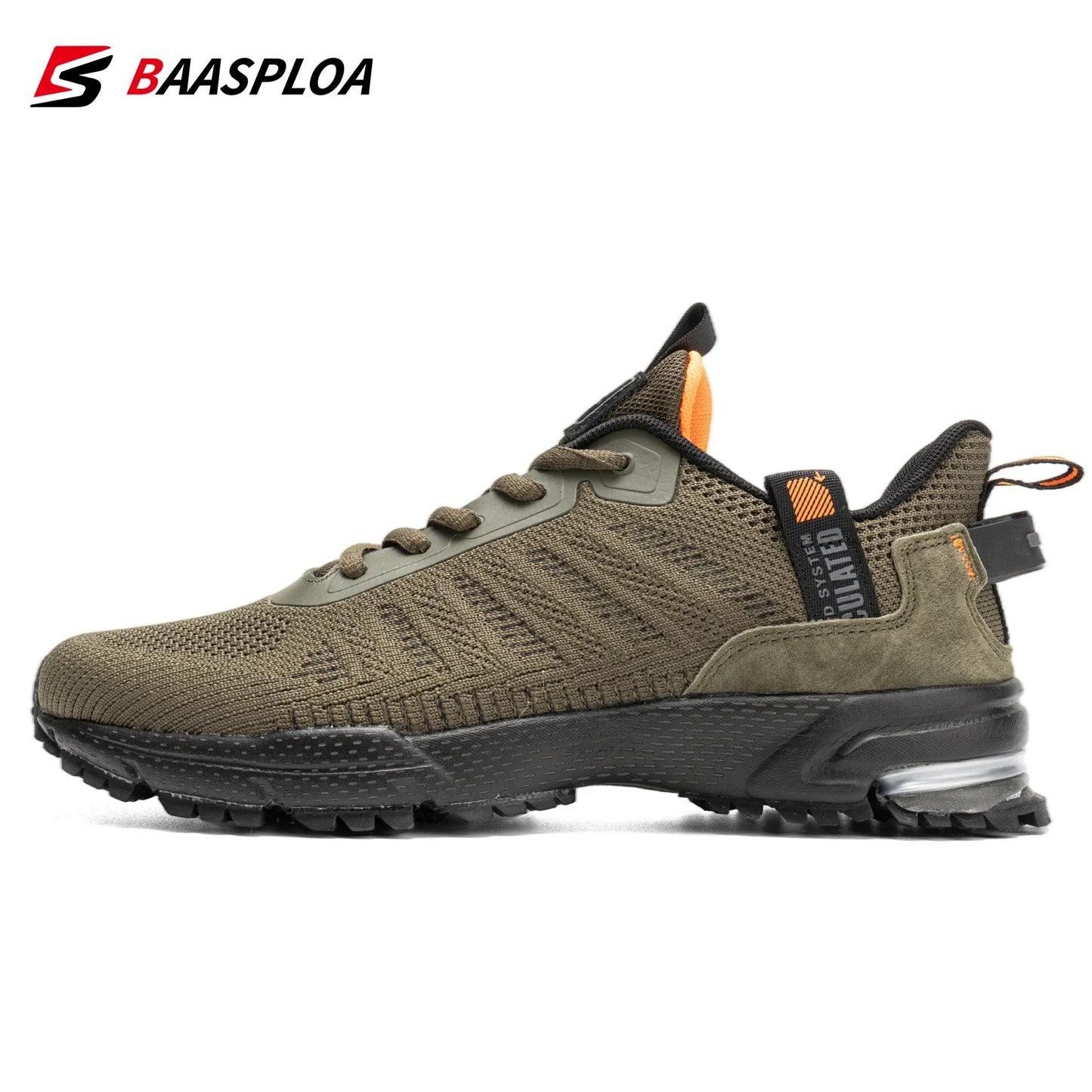 Baasploa Men Running Shoes Mesh Breathable Sport Shoes For Men Fashion Lightweight Casual Sneakers Non-Slip Lace Up Plus Size 50