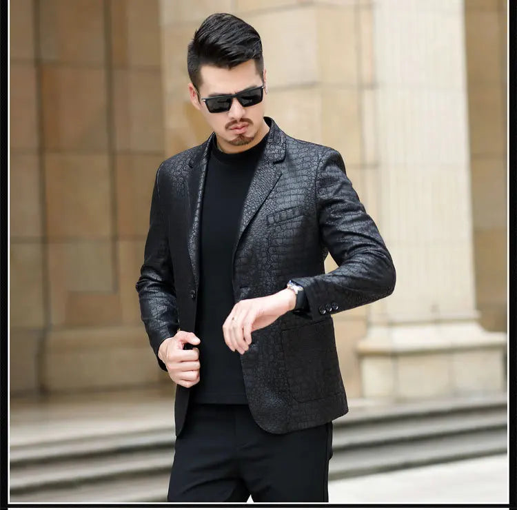 Spring Autumn New Suit Men Clothing Leather Jacket Male Leather Clothes PU Leather Coat Men's Suit Chaqueta Hombre FCY