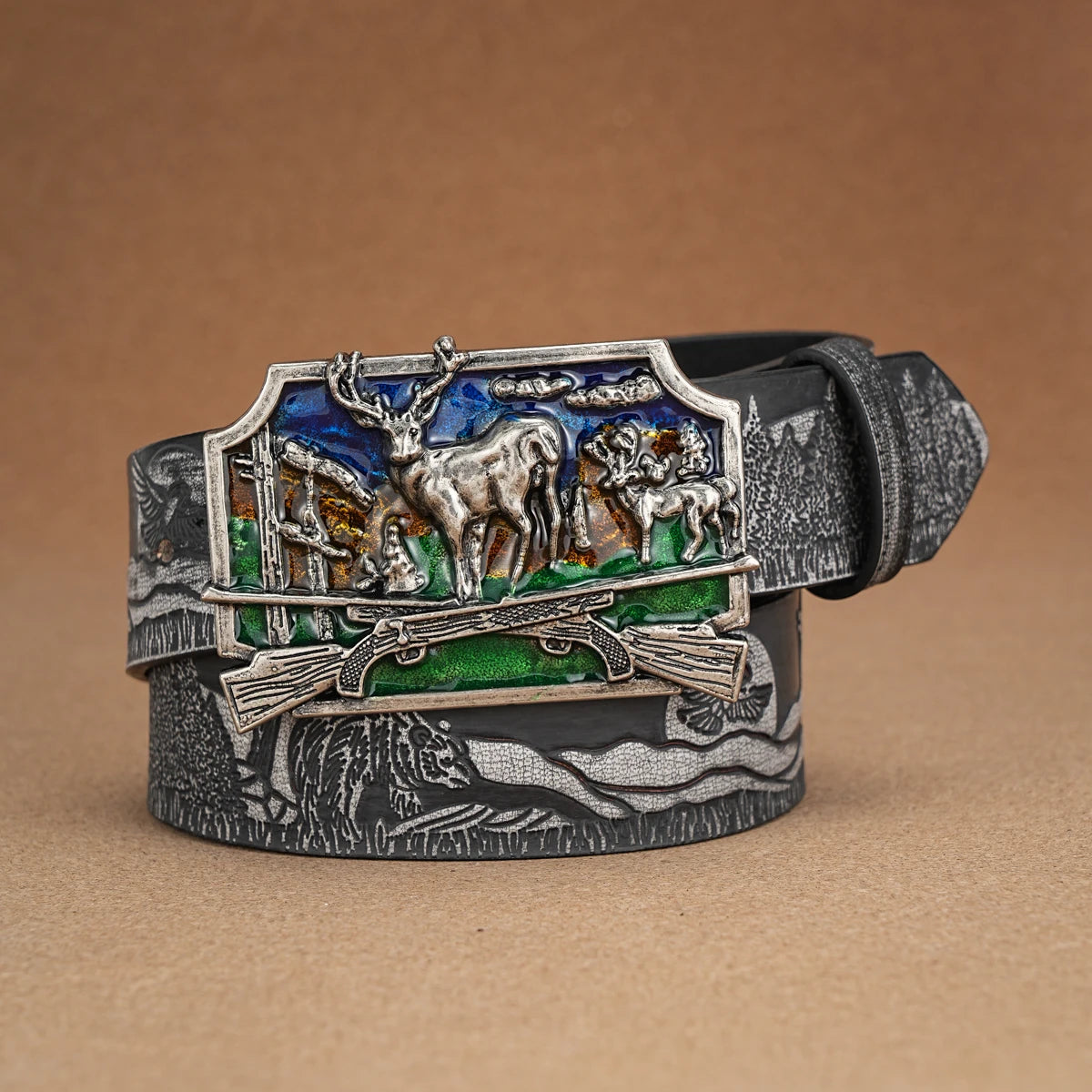 Unisex Retro Western PU Leather Belt with Metal Buckle