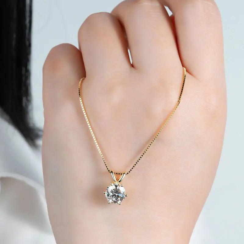 RAPRGOLD GRA Certified 0.5-5ct Moissanite Pendant Necklaces 925 Sterling Silver Solitaire Necklace Chain For Women Jewellry Gift