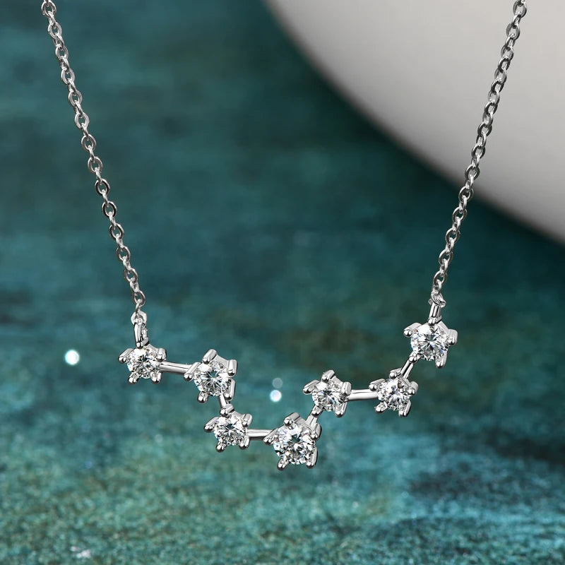 Lnngy Moissanite Necklace Sparkling 925 Sterling Silver Big Dipper Pendant Necklaces for Women Girls Birthday Jewelry Gifts