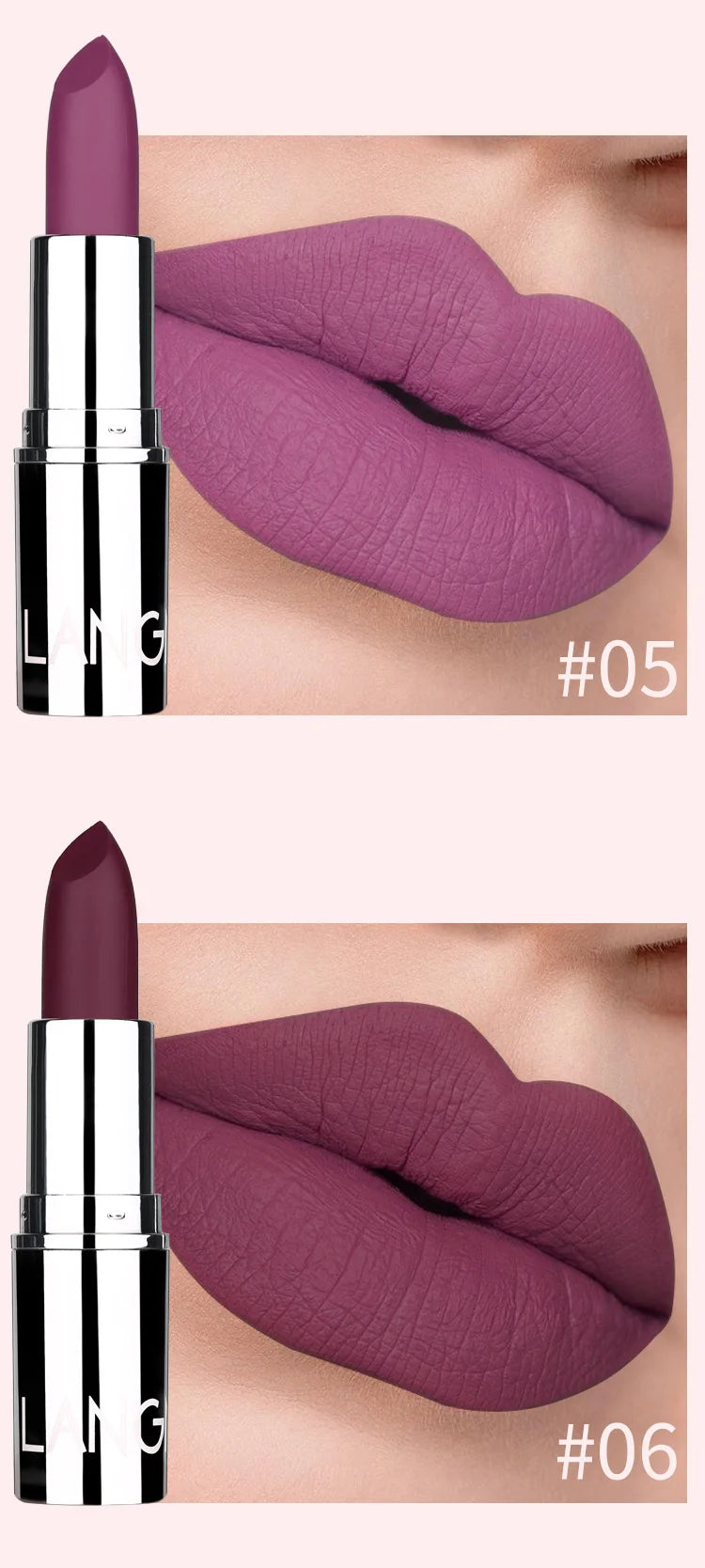 Langmani Silver Tube Matte Lipstick Non Staying Cup Makeup Lipstick 8 colors available