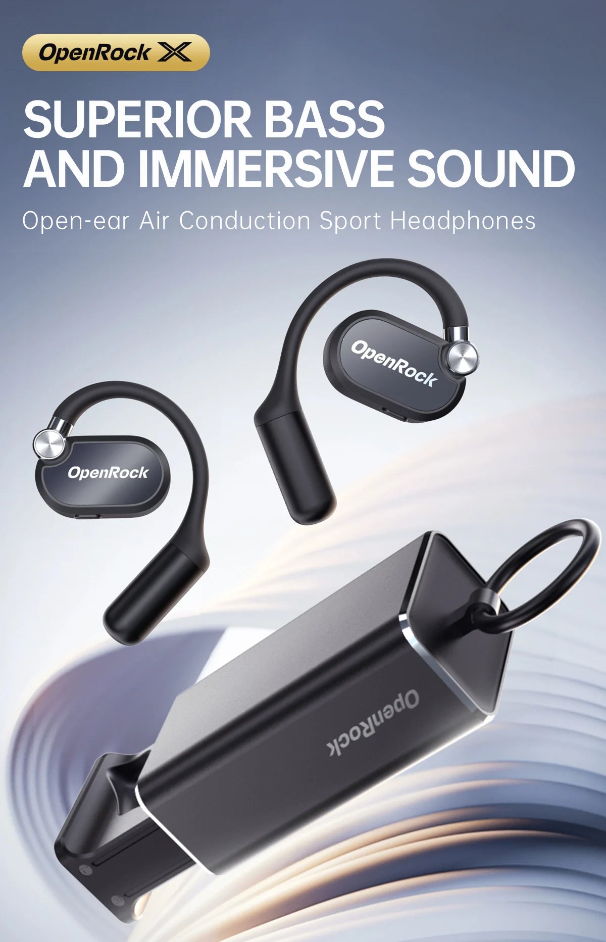 Oneodio OpenRock X Open Ear Headphones Bluetooth 5.3 Wireless Earphones OWS Air Conduction Sports Earbuds With 4 ENC Mic APP 48h