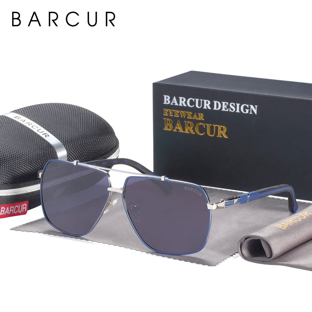 BARCUR Square Mens Sunglasses Polarized Driving Gradient Sun Glasses for Men UV400 Shades Eyewear Oculos Gafas De Sol