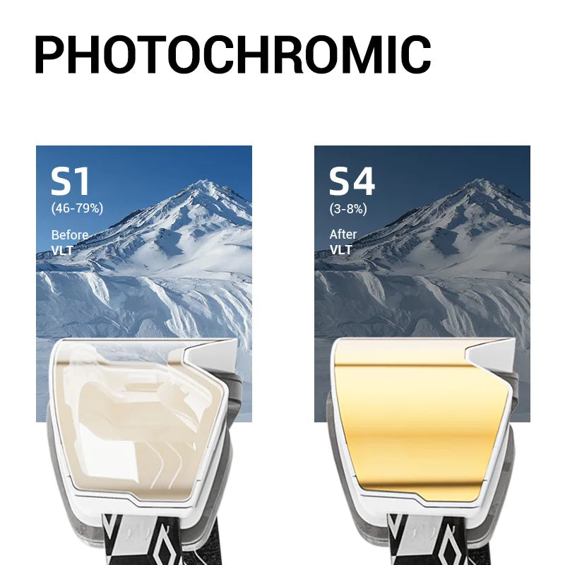 KAPVOE New Photochromic Outdoor Sport Ski Snowboard Goggle Men UV400 Protection Women Glasses Magnetic Attraction Skiing Goggles