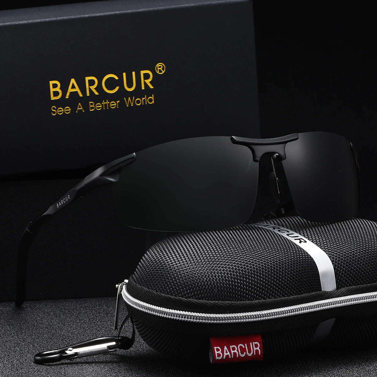 BARCUR Orange Fashion Polarized Sunglasses Aviation Aluminum Magnesium Alloy Metal Half Frame Glasses Men And Women Sunglasses