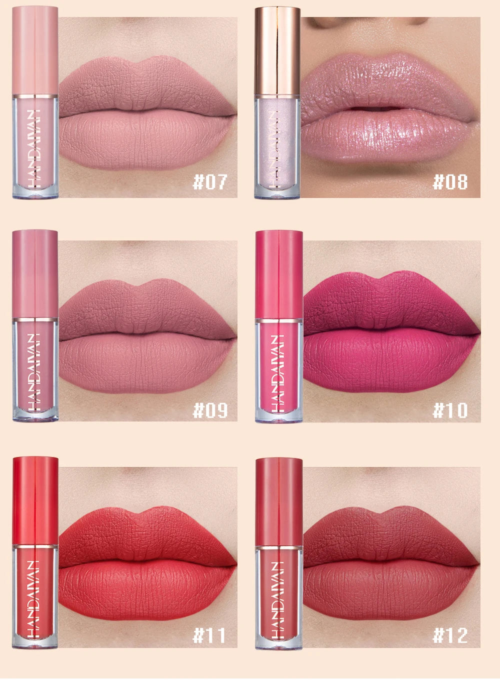 HANDAIYAN 12-Color Velvet Matte Lip Gloss Set - Liquid Lipstick Gift Box Set, Non-Sticky Lip Gloss