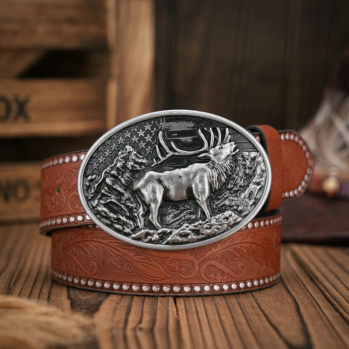 Men - Women - Western Denim - pu leather - Belt - Vintage jeans with carved buckle belt