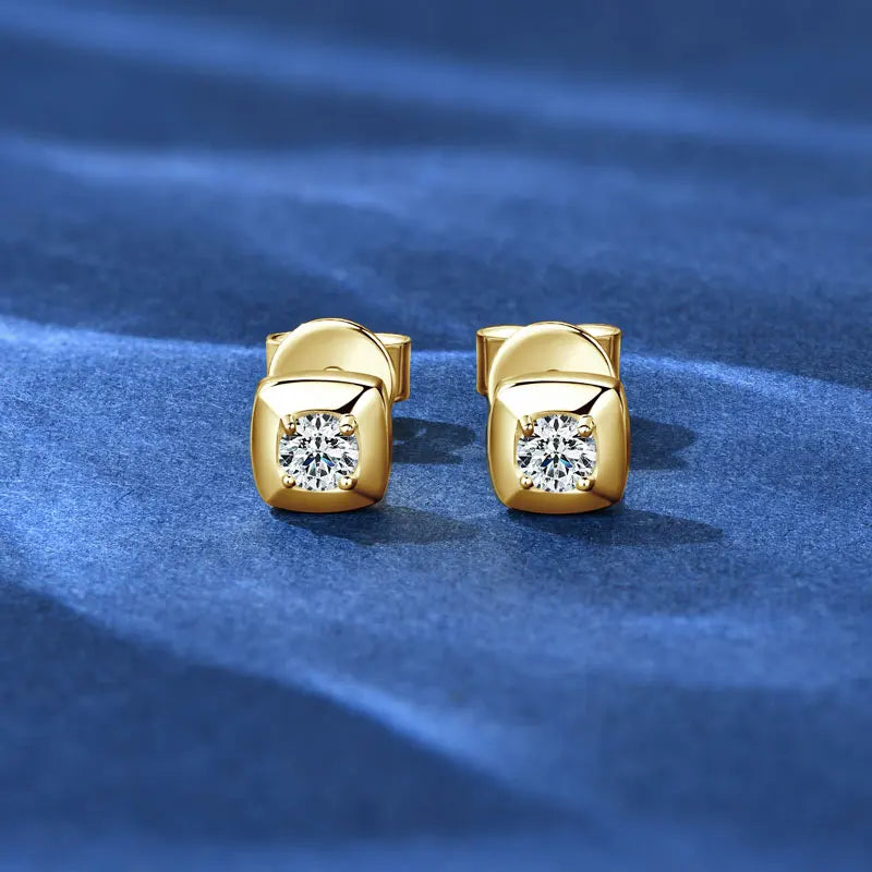 Lnngy 925 Sterling Silver Square Shape Stud Earrings Certified GRA 3mm Moissanite Earring for Women Korean INS Mini Jewelry Gift