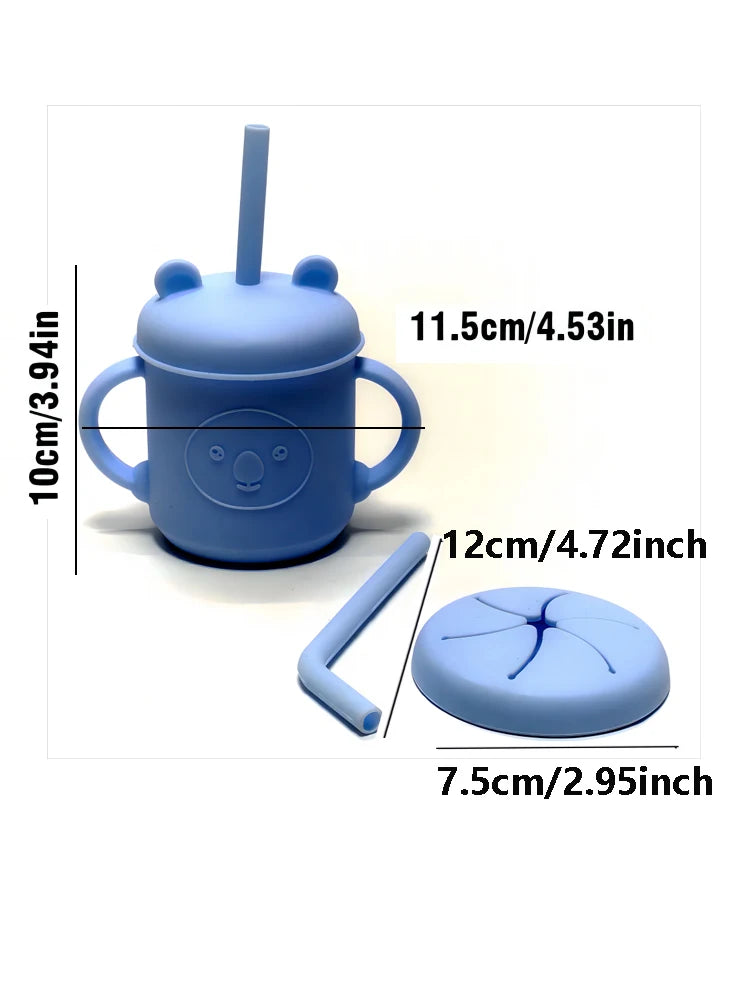 14pcs Silicone Baby Tableware Set Food Children Supplementary Bowl Baby Dinner Plate Fork Spoon Bib Non-slip Bowl Drop-proof Bow