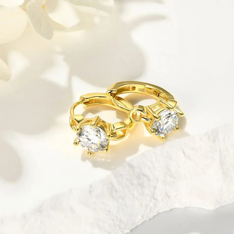 Lnngy Shining1CT Round Moissanite Hoop Earrings With Certificate 925 Sterling Silver Six Claw Earring 2025 Jewelry New Arrivals