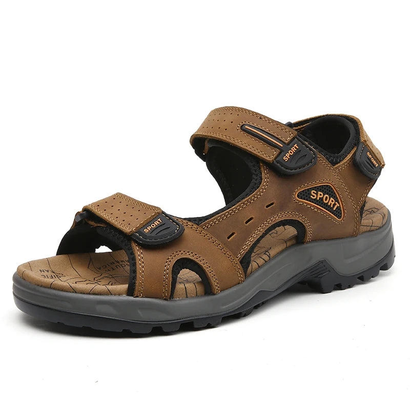 New Fashion Summer Leisure Men Shoes Beach Sandals High Quality Genuine Leather Sandals Soft Large Size Men's Sandals Size 38-48
