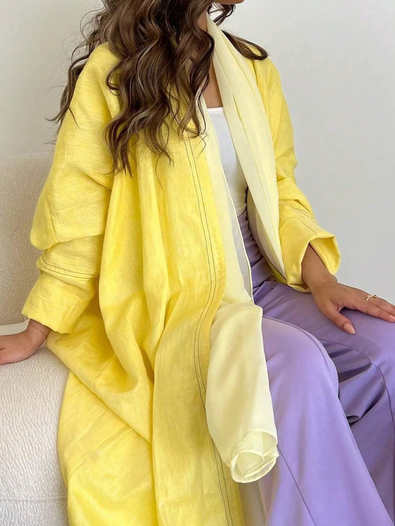 Full Sleeve Solid Loose Abaya Muslim Women Open Front Abayas Casual Kaftans Maxi Dresses Jilbabs Middle-East Ethnic Clothing