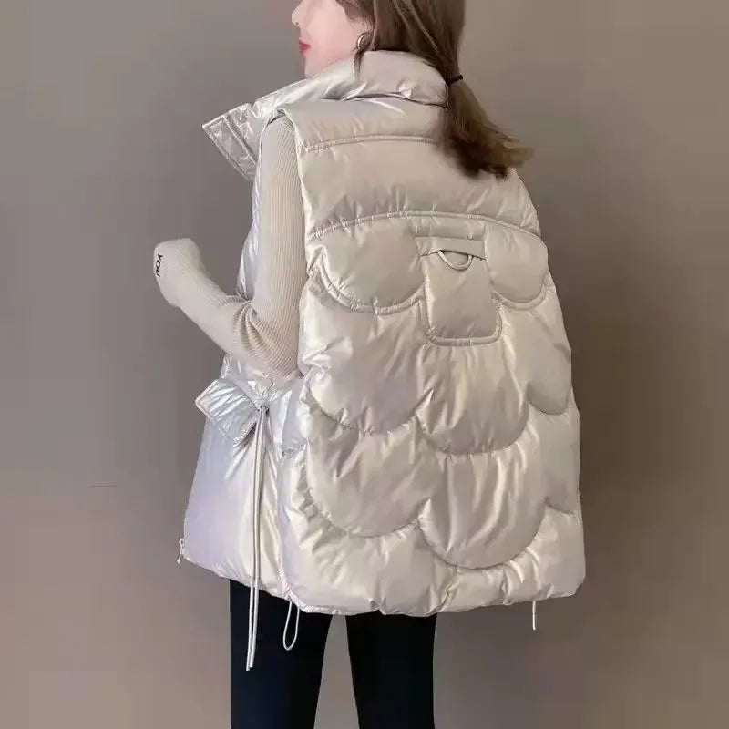 2023 New Down Cotton Vest for Women Autumn Winter Lightweight Vest Casual Loose Jackets Coats Women Fashion Sleeveless Parkas
