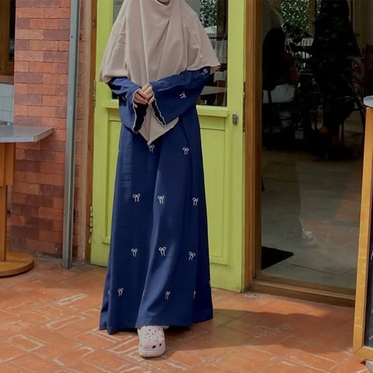 Eid Women Party Dress Muslim Abaya Bow Embroidery Modest Jalabiya Ramadan Long Dresses Abayas Vestidos Largos Kaftan Long Robe