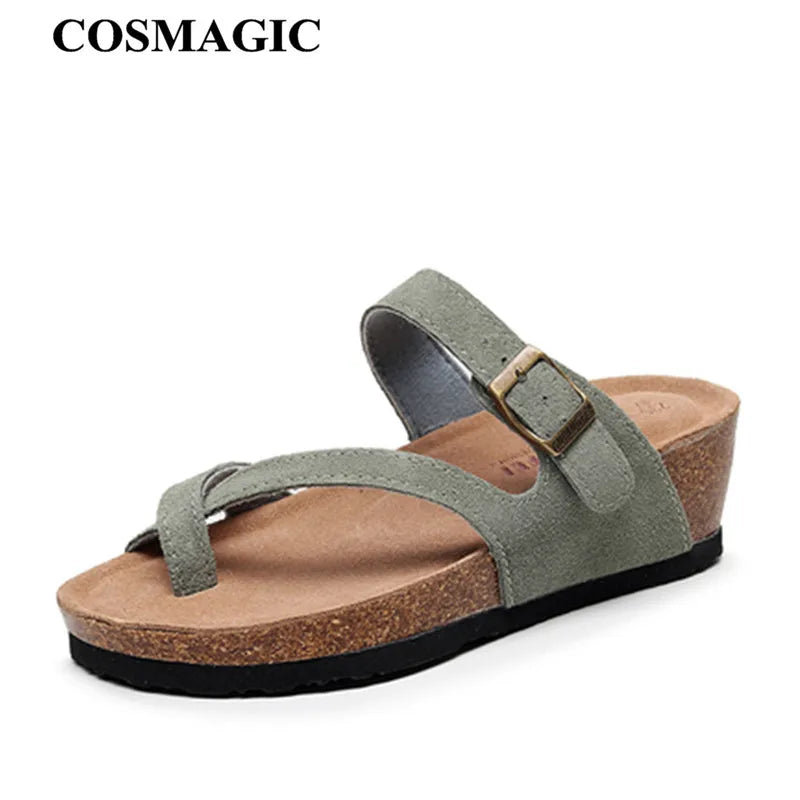 New Summer Women Wedge Beach Slipper Shoe Casual Cork Med Heel Outdoor Clogs Flip Flops Footwear