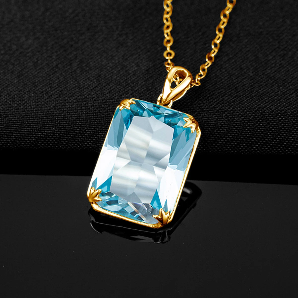 100% Real Silver 925 Necklace Pendant Aquamarine Women Jewelry Birthday Party Banquet Girl Accessories 2022 New Trendy