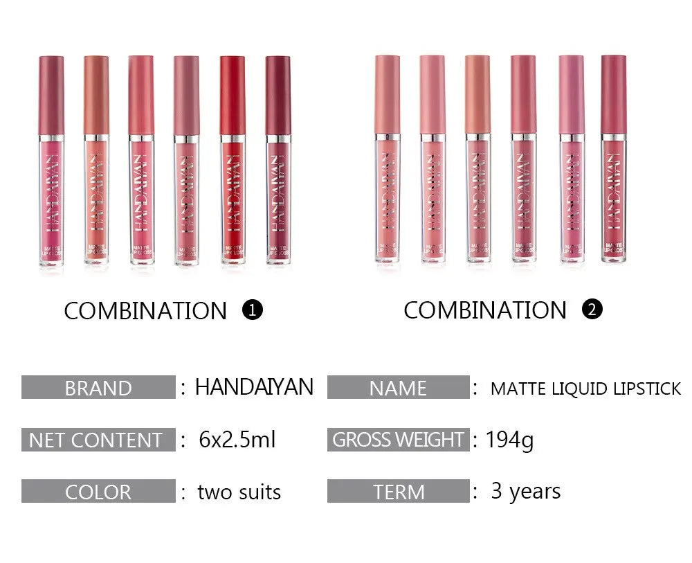 Liquid Lipstick Set Ultra Matte Velvet Waterproof Long Lasting Lip Glosses Nude Makeup Cosmetic Kit