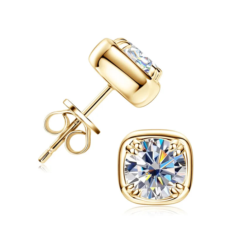 Lnngy 925 Sterling Silver Square Shape Stud Earring Certified Sparkling 6.5MM 1CT Moissanite Earrings For Women 2025 New Jewelry