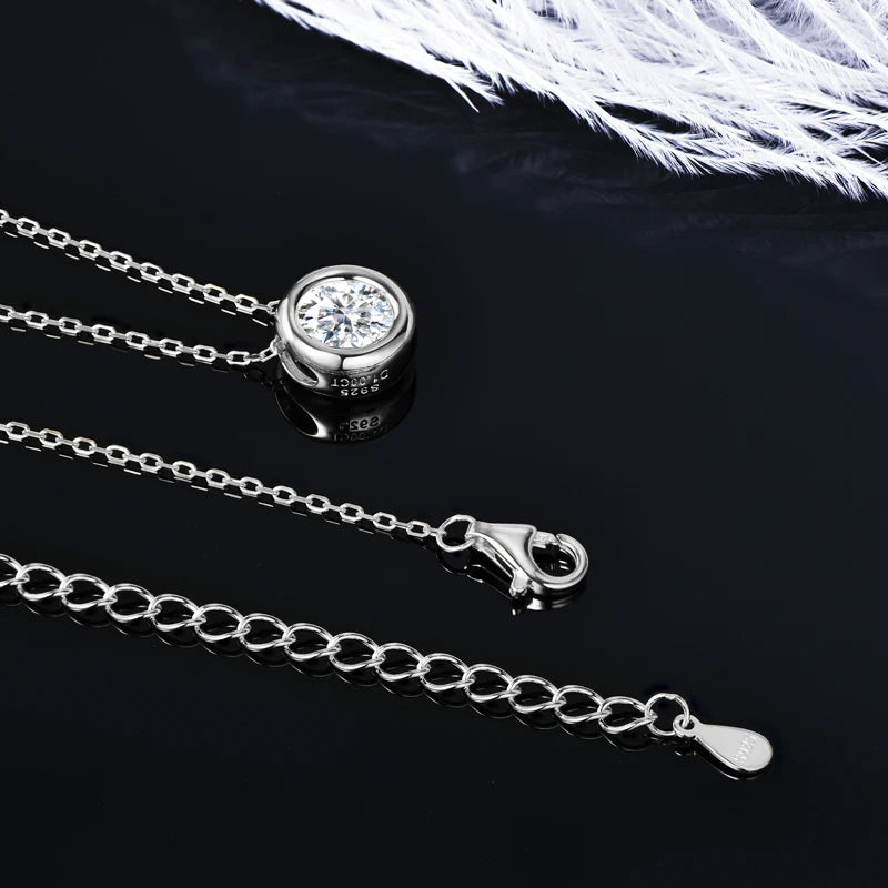 IOGOU Real 3ctw. D Color Moissanite Jewelry Set 925 Silver 18k Gold Plated Pendant Necklace Stud Earrings Set for Women Men Gift