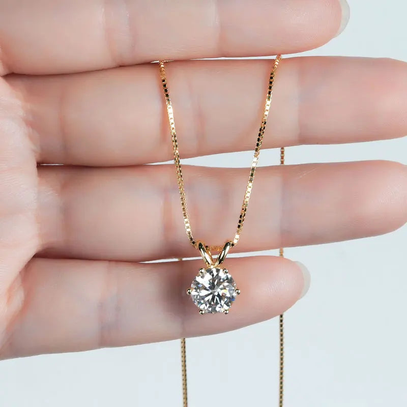 RAPRGOLD GRA Certified 0.5-5ct Moissanite Pendant Necklaces 925 Sterling Silver Solitaire Necklace Chain For Women Jewellry Gift