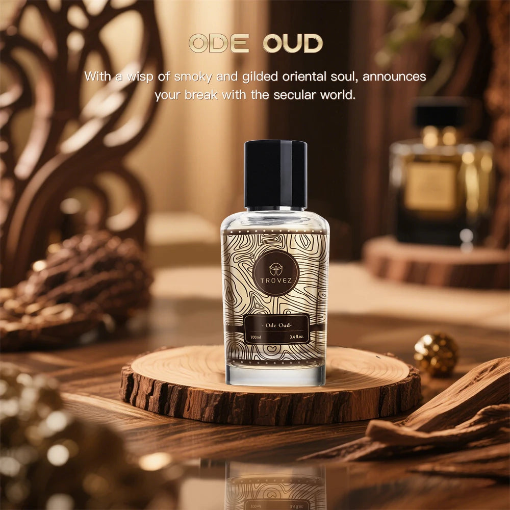 TROVEZ Ode Oud 100ml Perfume Wood Oriental Tone Long-lasting Fragrance Unisex Perfume Body Spray Rich Arabic Perfumes Scent Gift