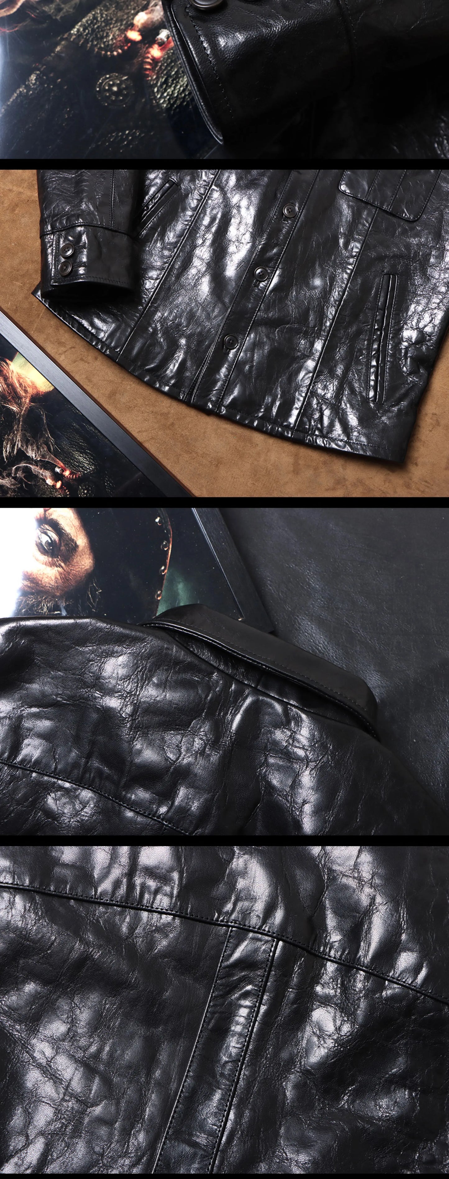 Men's Italian Goat Skin Leather Shirt Jacket – Slim Fit Vegetable Tanned Casual Coat