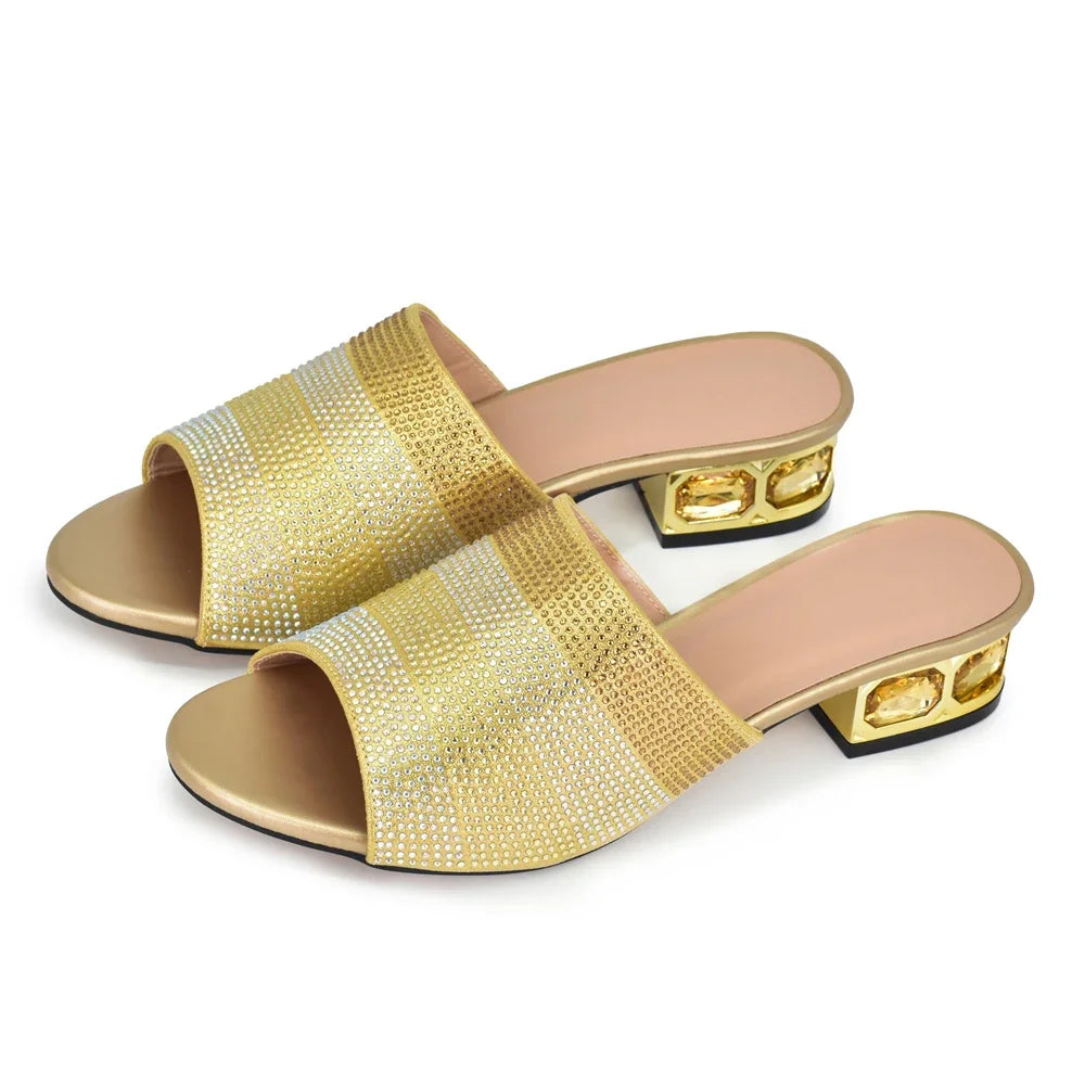 2025 New Classic Design Sandals Italian Style Lady Shoes Low Heel Summer Mules Comfy Sandals Wedding Shoes Bride Party Pumps