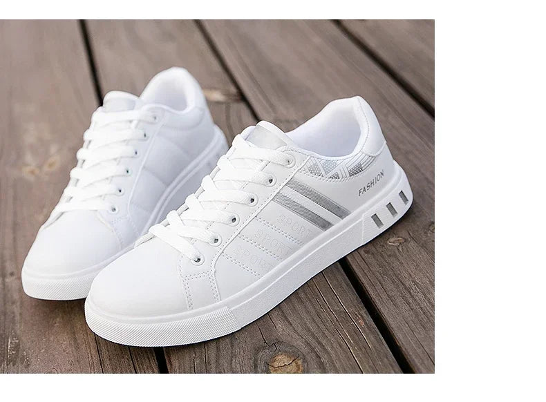 2024 Mens Casual Sneakers New Fashion Lace-up White Shoes Student Comfort Sports Plus Size Vulcanized Shoes Zapatillas De Hombre