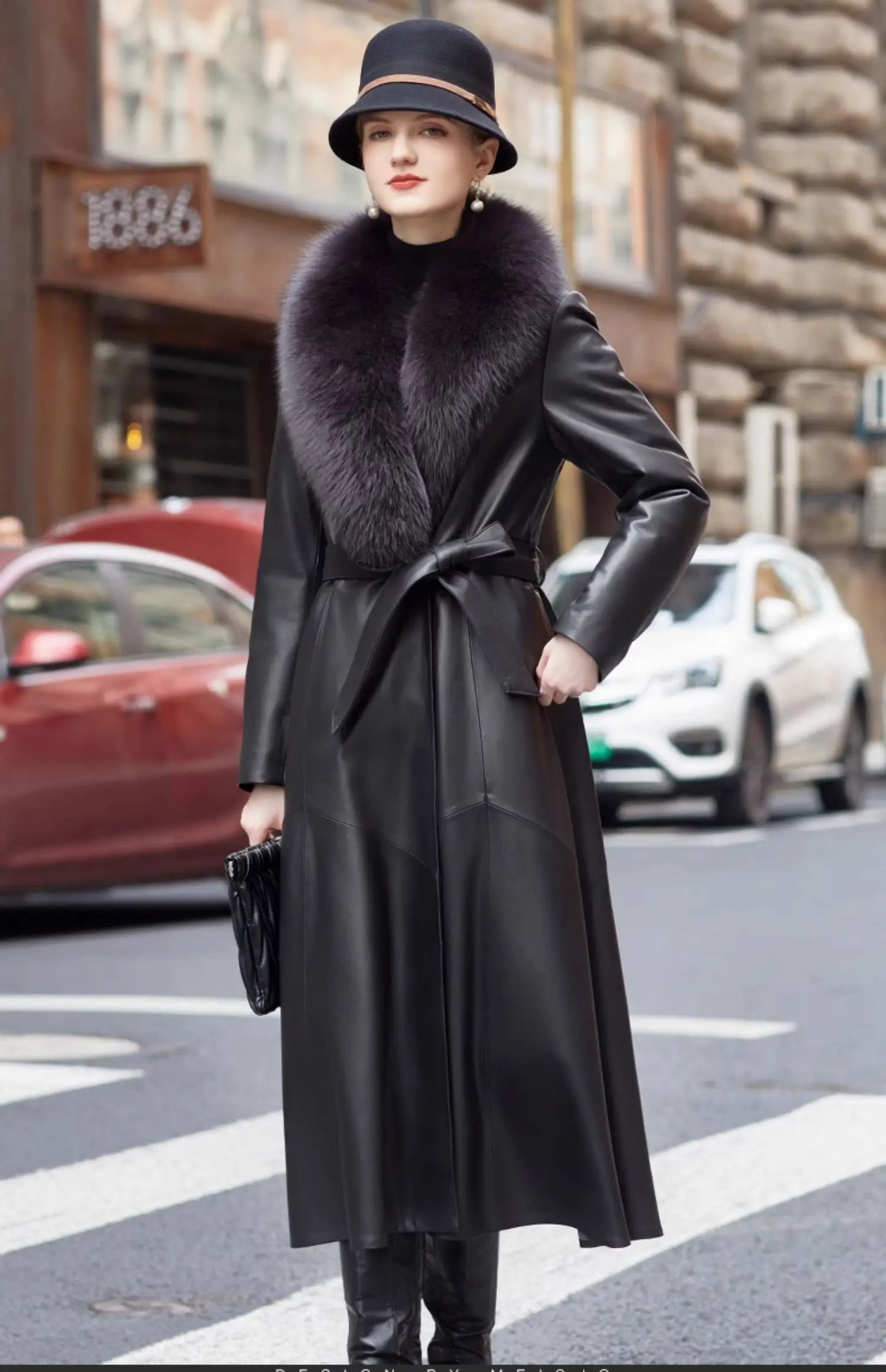 YOLANFAIRY Genuine Leather Down Jacket for Women Elegant Long Coat Women's Winter Jacket Slim Fox Fur Collar Sheepskin Clothes