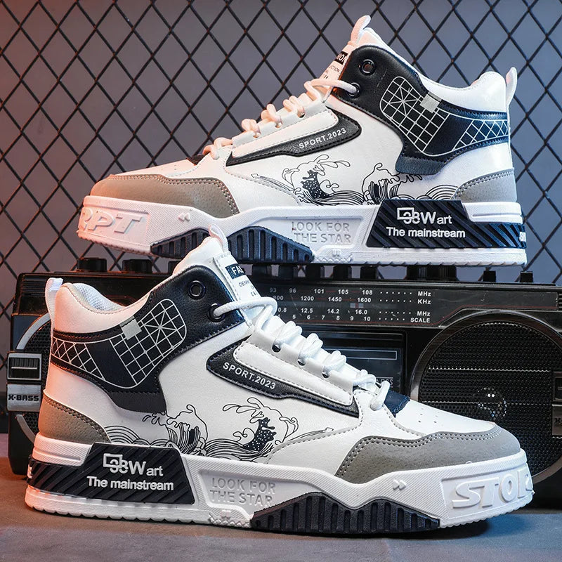 StridePro™ High-Top Leather Sneakers – Lightweight Breathable Casual Running Shoes