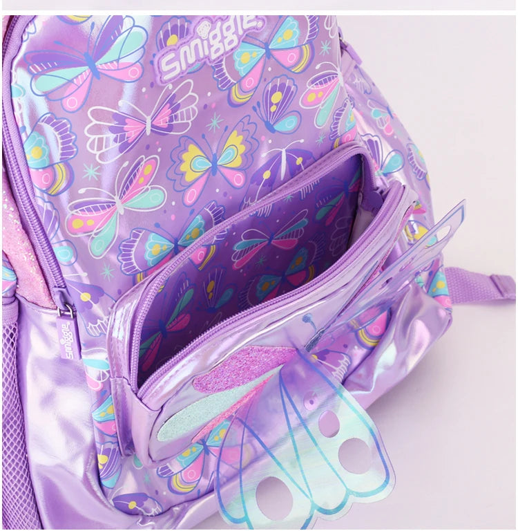 Smiggle Children School Supplies Butterfly Series School Bag Pencil Box Lunch Bag Water Cup Anime Backpack Student Gift