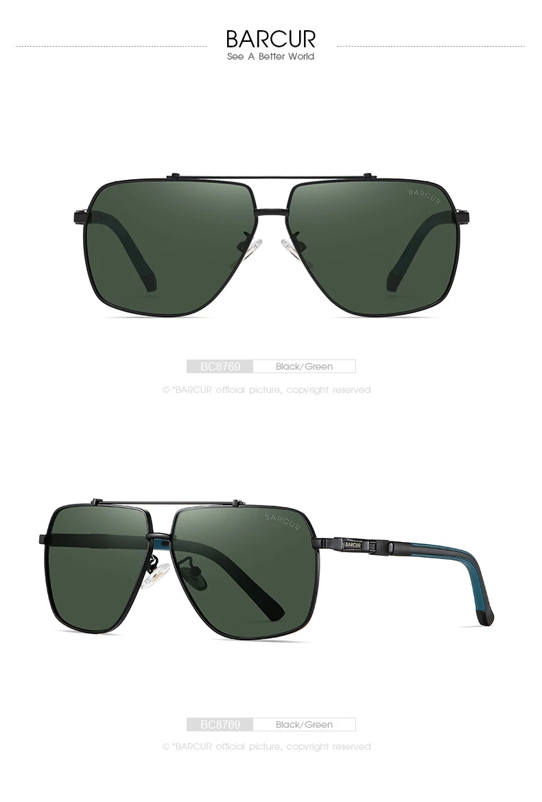 BARCUR Square Mens Sunglasses Polarized Driving Gradient Sun Glasses for Men UV400 Shades Eyewear Oculos Gafas De Sol