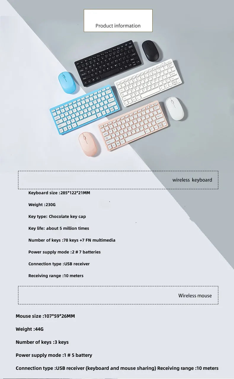 2.4G Wireless Keyboard and Mouse Protable Mini Keyboard Mouse Combo Set For Notebook Laptop Mac Desktop PC Computer Smart TV PS4