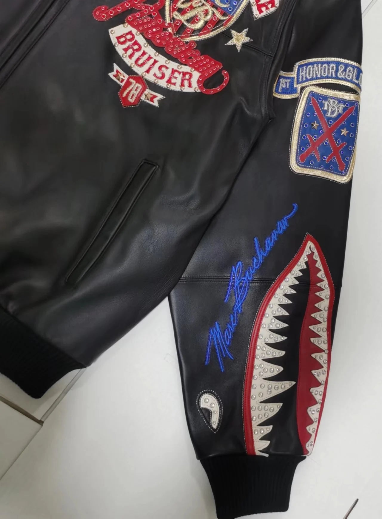 US size men's Hip Hop Sheep skin Varsity Jacket Embroidered Diamond Classic Casual Sport genuine leather Coat tops