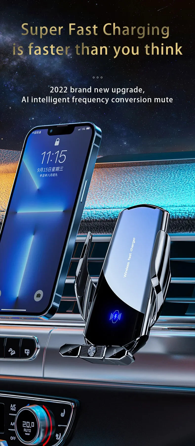 Wireless Charger Car Auto Magnetic Air Vent Phone Holder For iPhone 16 15 14 13 Samsung Xiaomi Induction Fast Charging Station