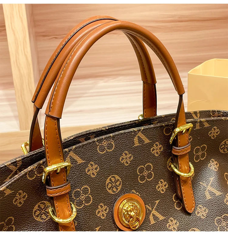 Women’s Light Luxury Retro Handbag – Large Capacity Shoulder & Crossbody Tote – 2025 High-End Fashion
