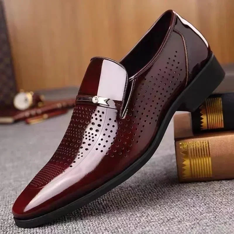 Men Slip-On Formal PU Leather Shoes – Pointed Toe, Business Style (EU 34–50)