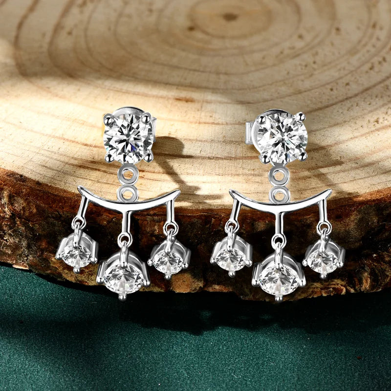 Lnngy Dazzling 5mm 0.5ct Moissanite Earrings For Women 925 Sterling Silver Double Wear Stud Earring Pendientes Plata 925 Jewelry