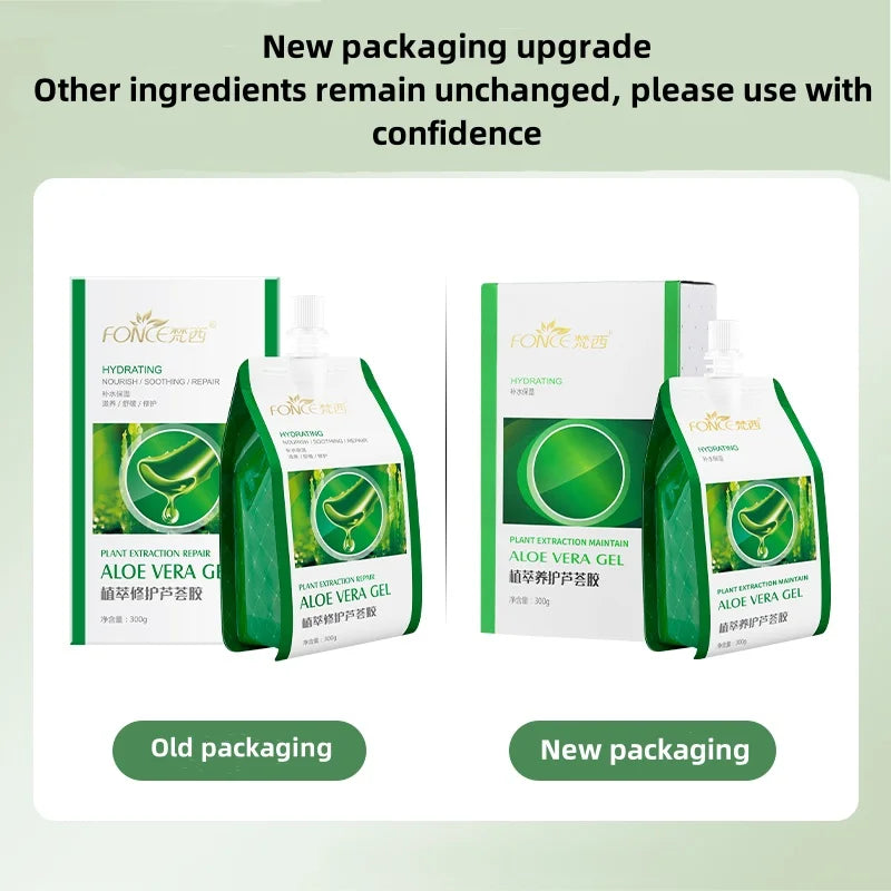 FONCE Organic Pure Aloe Vera Gel 300g Moisturizing Cream Sunburn Aloe Gel Natural Safe Sleeping Mask Soothing Lotion