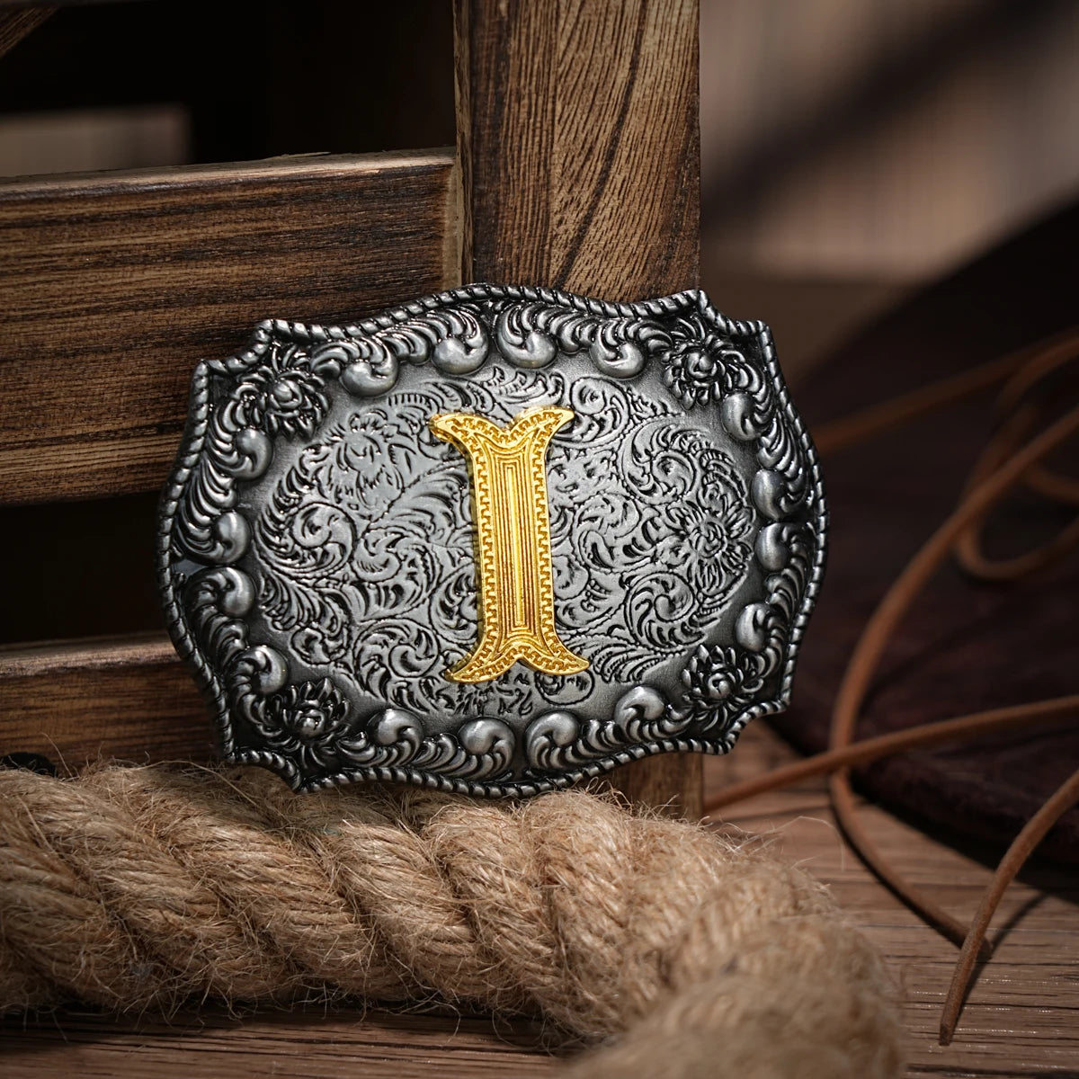 Western Belt Buckle Initial Letters ABCDEFG to Y-Cowboy Rodeo Silver Large Belt Buckle for Men Women