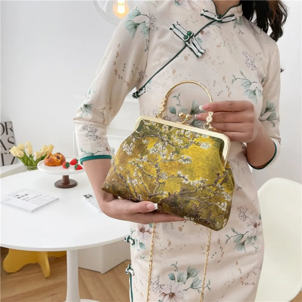Fashion Chinese Style Banquet Bag Embroidery Pearl Handle Qipao Bag Trendy High Capacity Cosmetic Bag Women