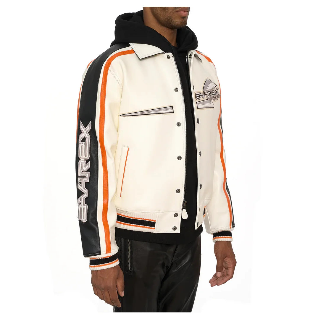 Varsity Jacket Colorblocking Men's Genuine Leather apparel America Size French Sheepskin Autumn Winter Warm Thickness Coat tops
