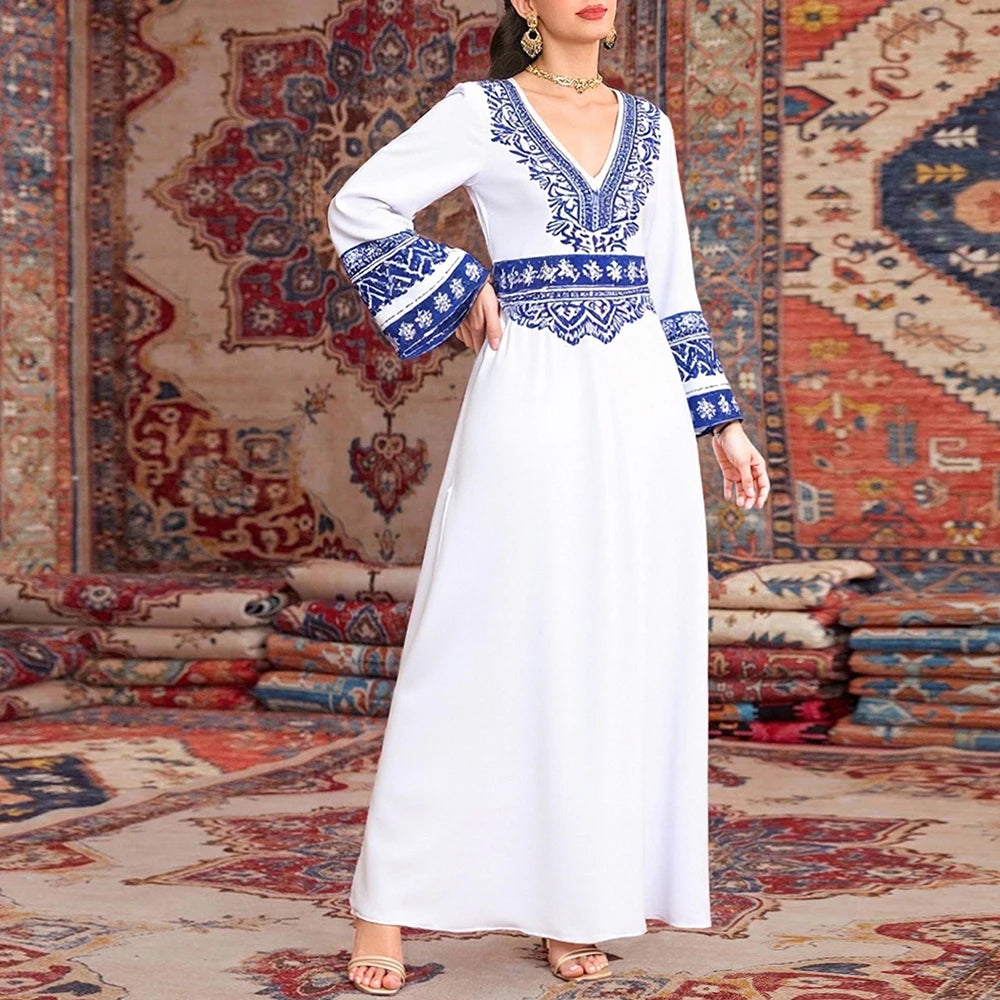 Rafiah Women's Dresses Summer Comfortable Elegant 2025 Plain Long Sleeve Plunge Neck
A-Line Midi Vacation Long Dress