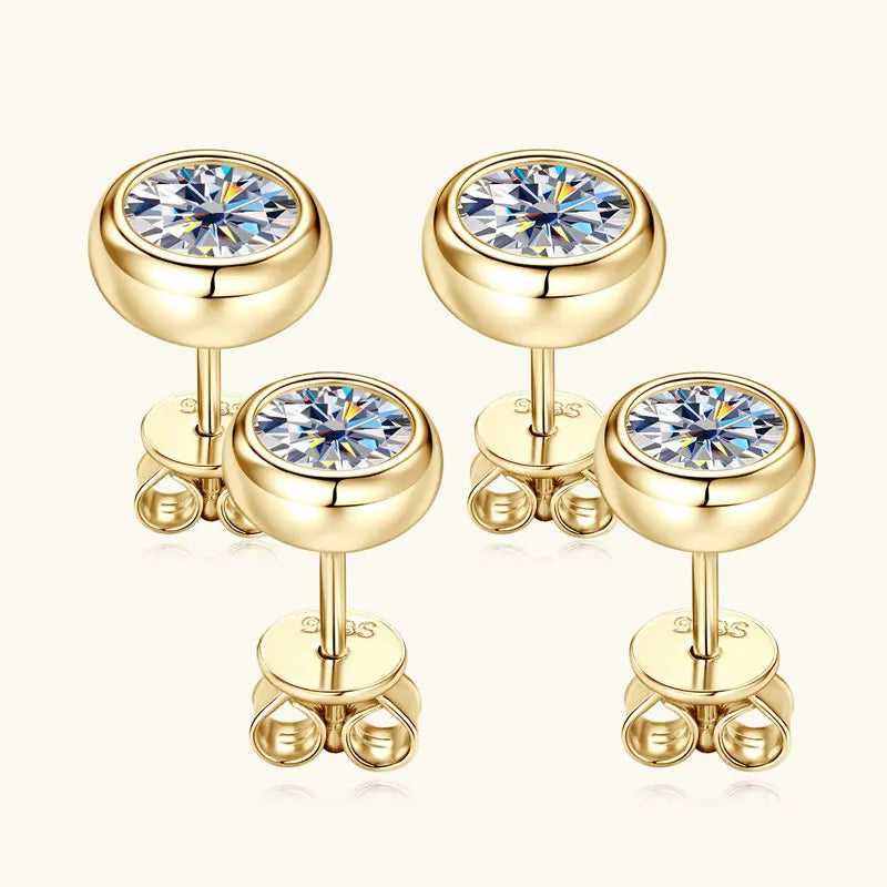 Lnngy GRA Certified 5mm/6.5mm Moissanite Earring 925 Sterling Silver Round Bubble Stud Earrings for Women Daily Jewelry Gift